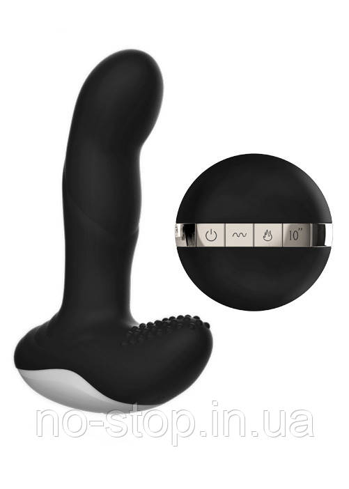 Масажер простати Вібратор  Silicone Massager USB 7 Function + Pulsator / Heating BLACK, фото 1