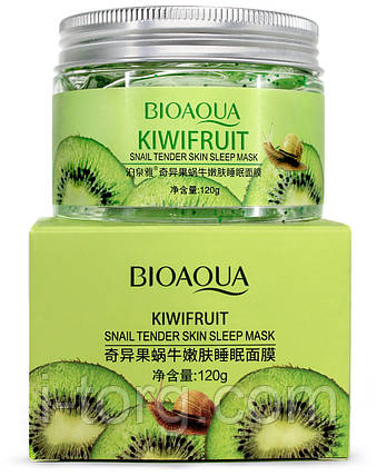 Нічна гелева маска з ківі та муцином равлики BIOAQUA Kiwifruit Snail Tender Skin Sleep Mask, 120 g., фото 1