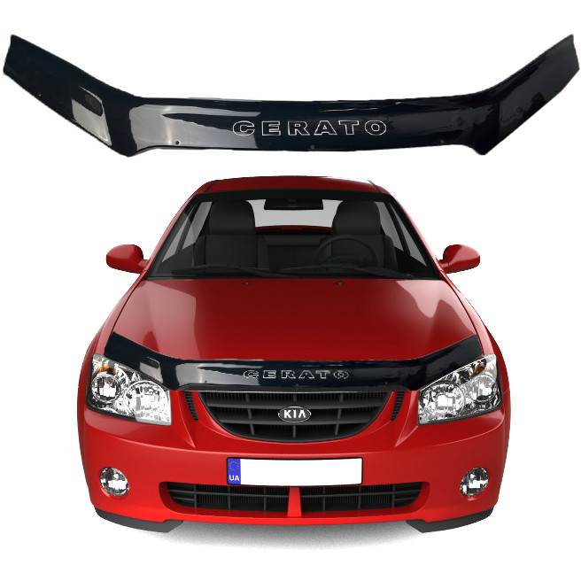 Дефлектор капоту мухобійка Kia Cerato 2004-2008 Voron Glass, фото 1