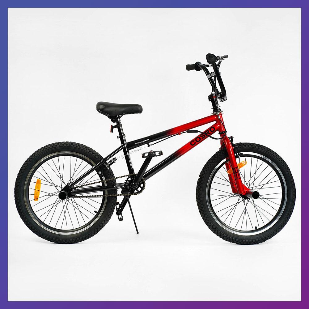 Велосипед трюковий BMX двоколісний сталевий з пегами Corso BMX-2506 20 дюймів червоно-чорний