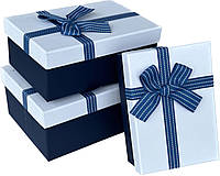 Набор подарочных коробок "Синий с белым" 3 шт