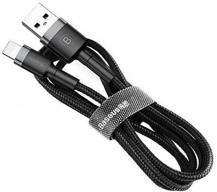Кабель Baseus cafule Cable USB For lightning 2.4A 1M Gray+Black, фото 3