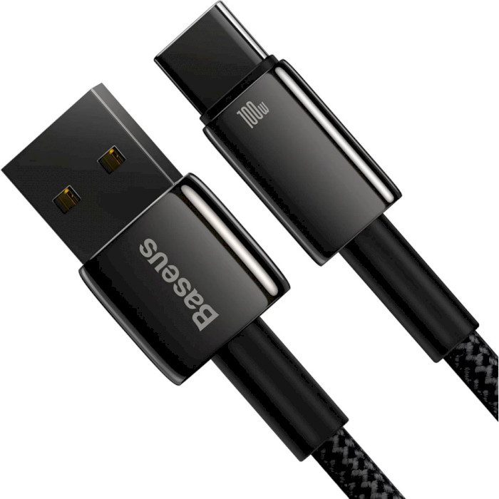 Кабель Baseus Tungsten Gold Fast Charging Data Cable USB to Type-C 100W 1m Black