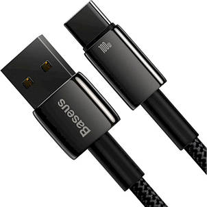 Кабель Baseus Tungsten Gold Fast Charging Data Cable USB to Type-C 100W 1m Black, фото 1