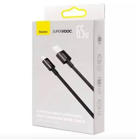 Кабель Baseus Superior Series ( SUPERVOOC ) Fast Charging Data Cable USB to Type-C 65W 1m Black, фото 3