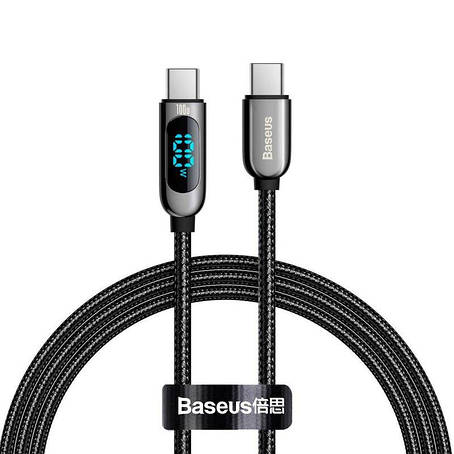 Кабель Baseus Display Fast Charging Data Cable Type-C to Type-C 100W 1m Black, фото 1