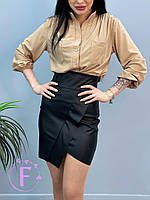 Женская кожаная юбка "Terry" (тонкая) оптом 44, Черный