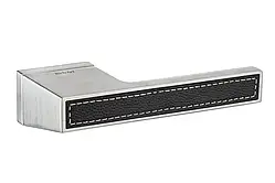 Ручка дверна Грейт 511 R68 Матовий хром Вставка чорна екошкіра арт 1779