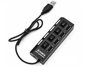 Подовжувач на 4 портів із підсвіткою, 4-портовий USB хаб — Hub 4USB, фото 2