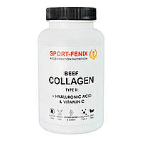 Коллаген BEEF COLLAGEN, TYPE II з Гиалуроновой кислотой и Витамином С, 120 капсул