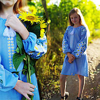 Детское вышитое льняное платье для девочки