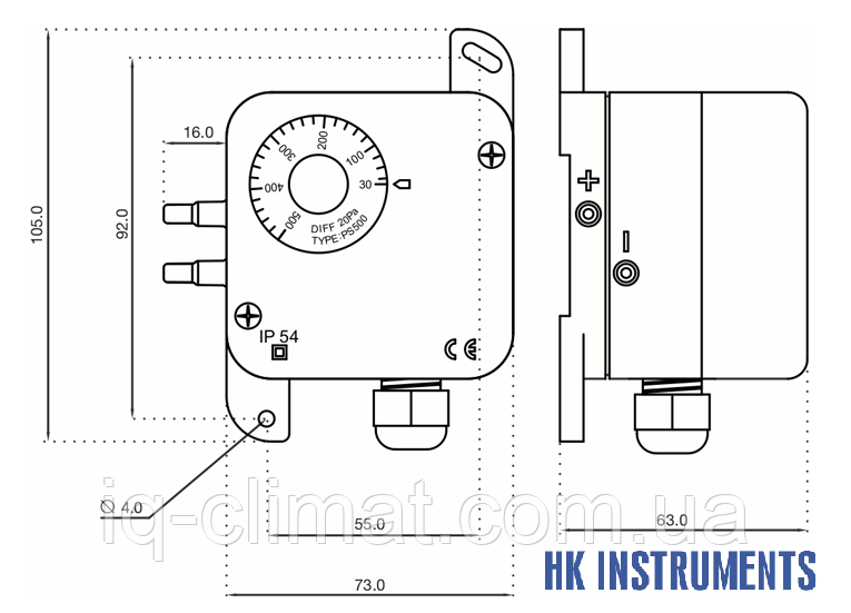 PS4500 Реле перепада давления, прессостат 500-4500 Па, HK Instruments (Финляндия) - фото 4 - id-p304332619