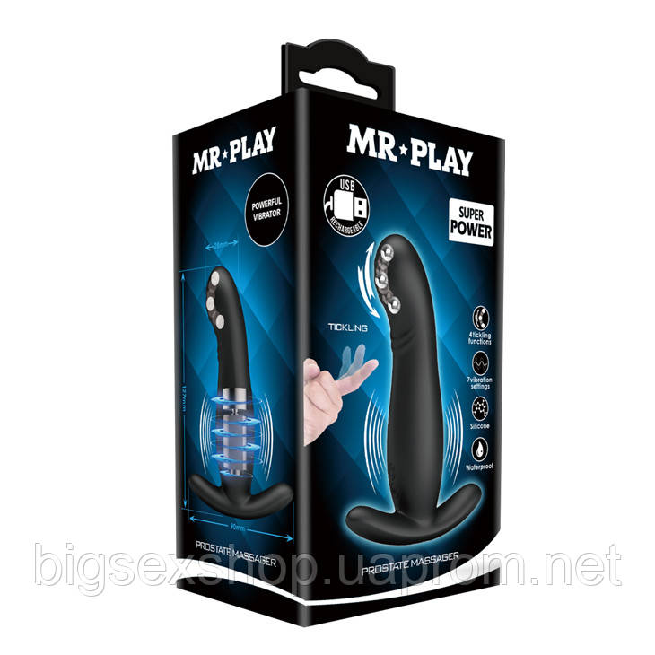 Масажер простати - Mr.Play Vibrating Tickling Prostate Massager Black