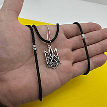 Срібна підвіска Герб України із шовковим шнурком срібло 925 проба, фото 2
