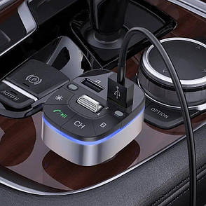 АЗП FM-трансмітер (модулятор) в машину Hoco E71 Bluetooth Чорний/ Сріблястий (6931474789075), фото 4