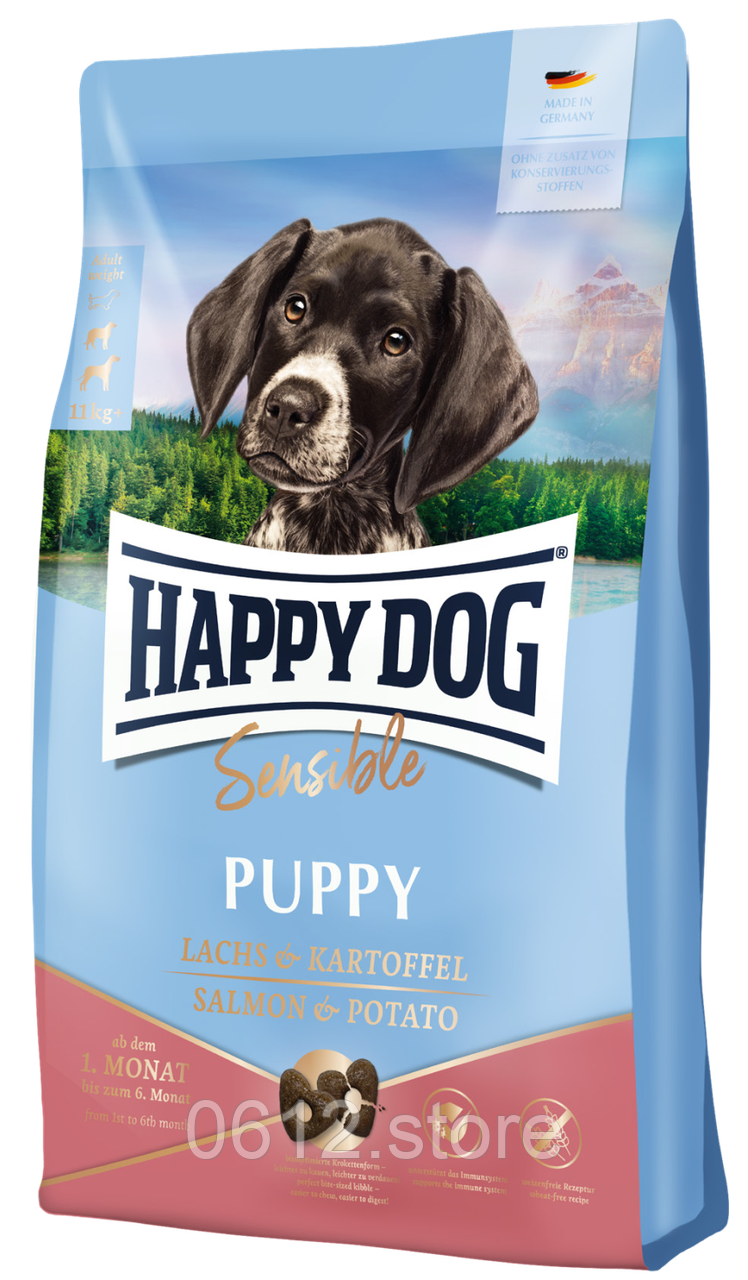 Сухий корм Happy Dog Sensible Puppy Lachs & Kartoffel для цуценят від 4 тижнів до 6 місяців з лососем та картоплею, 1 кг., фото 1