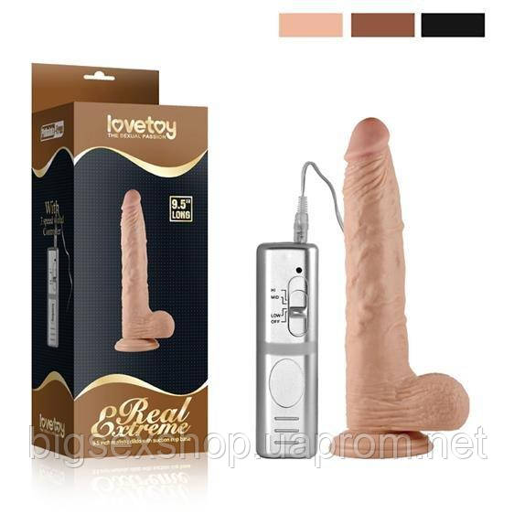 Вібратор - 9.5" Real Extreme Dildo Vibrating Flesh