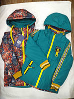 Детская куртка ветровка для мальчика двусторонняя, размер 134.