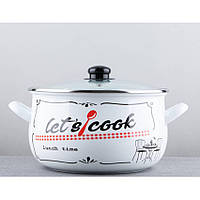 Каструля емальована 3.1 л, Lets cook Gusto GT-T-118-LCW (117660)