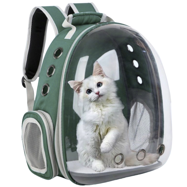 Прозорий рюкзак для перенесення тварин Pet Cat для котів та собак Green, фото 1