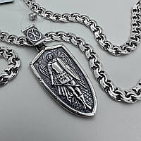 Срібний підвіс Святий Михаїл на щиті та ланцюжок комплект срібло 925 проба ланцюг з кулоном