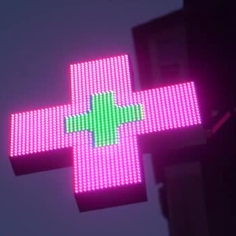 Наружный торцевой полноцветный аптечный LED крест двухсторонний 64х64 пикселя - фото 3 - id-p1801961202