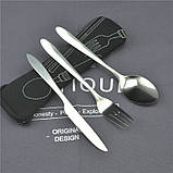 Набір столових приборів вилка/ ложка/ніж у неопреновому чохлі Lancheira чорні (LB-38633), фото 4