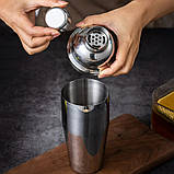 Шейкер барний для коктейлів сталевий Cobbler 750 мл (LB-18278), фото 7