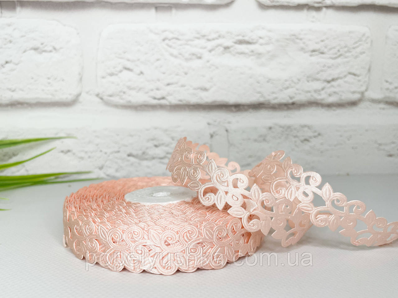 Стрічка декоративна мереживна 2 см персикова, фото 1