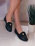 Мокасини туфлі жіночі чорні екошкіряні на повну ногу 36 37 38, фото 3