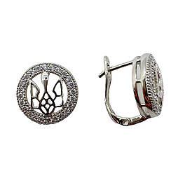 Сережки з тризубом України xuping. 18 мм. Родий