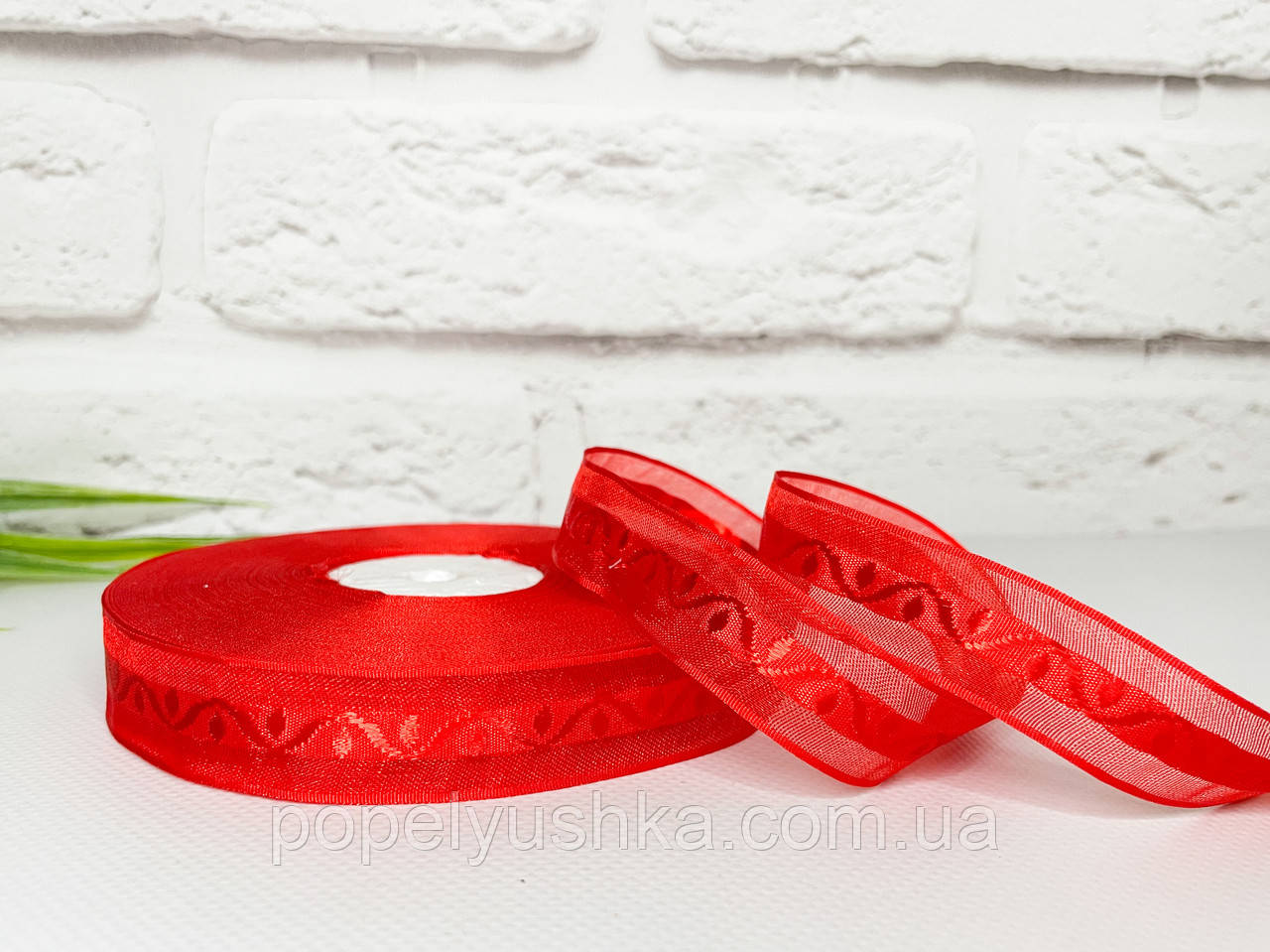 Органза орнамент 2 см червона, фото 1