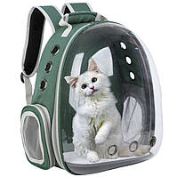 Прозорий рюкзак для перенесення тварин Pet Cat для кішок і собак Green