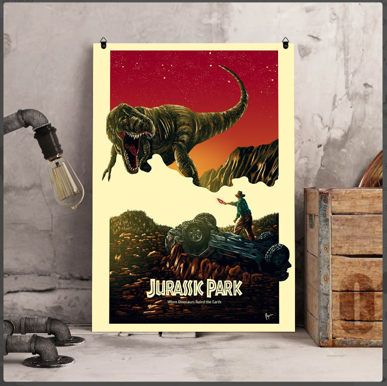 Металевий плакат Парк юрського періоду "Небезпека" / Jurassic Park