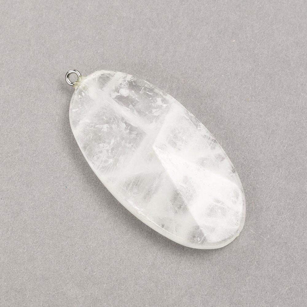 Кулон овал з натурального каменю Гірський Кришталь d-54х25мм+-, фото 1