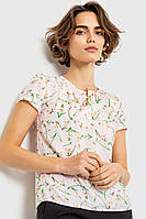 Блуза с цвветочным принтом, цвет розово-зеленый, 230R112-2