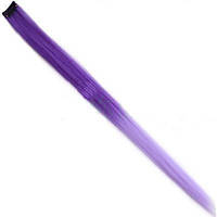 Цветная прядь волос омбре на заколке 55 см фиолетовая