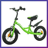 Дитячий біговел велобіг на гумових надувних колесах 12 дюймів BALANCE TILLY 12 Compass T-21258 зелений