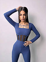 Облягаючий трикотажний жіночий комбінезон з елементами корсету Db5375, фото 4