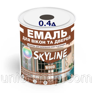 Емаль графітова (RAL 7024) акрилова для вікон та дверей шовковисто-матова SkyLine, 0.4 л