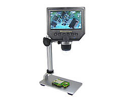 Цифровий мікроскоп із монітором 4.3" і штативом G600+ (запис microSD, фокус 20-120 мм