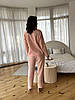 Жіноча Муслінова піжама Серця COSY штани+сорочка рожева пудра, фото 2