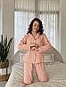 Жіноча Муслінова піжама Серця COSY штани+сорочка рожева пудра, фото 3