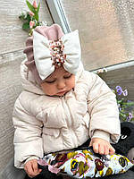 Дитяча демісезонна шапка тюрбан для дівчинки подвійний трикотаж