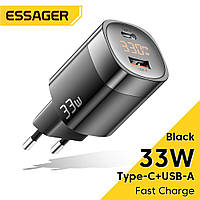 Зарядное устройство Essager 33W GaN Type-C + USB-A Black (JT-P18)