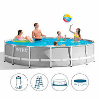 Бассейн каркасный INTEX 26724 круглый 457х107 см, тент, подстилка, лестница, фильтр-насос, Объем 14614 лит