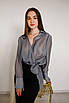 Блуза жіноча сіра напівпрзора з запахом WOOLBOOK, фото 2