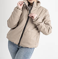 Женская куртка с экокожи на молнии с карманами