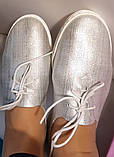 Мокасини сліпони легкі еко шкіряні сріблясті на дівчинку жіночі 35 36, фото 2