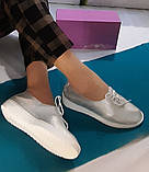 Мокасини сліпони легкі еко шкіряні сріблясті на дівчинку жіночі 35 36, фото 4